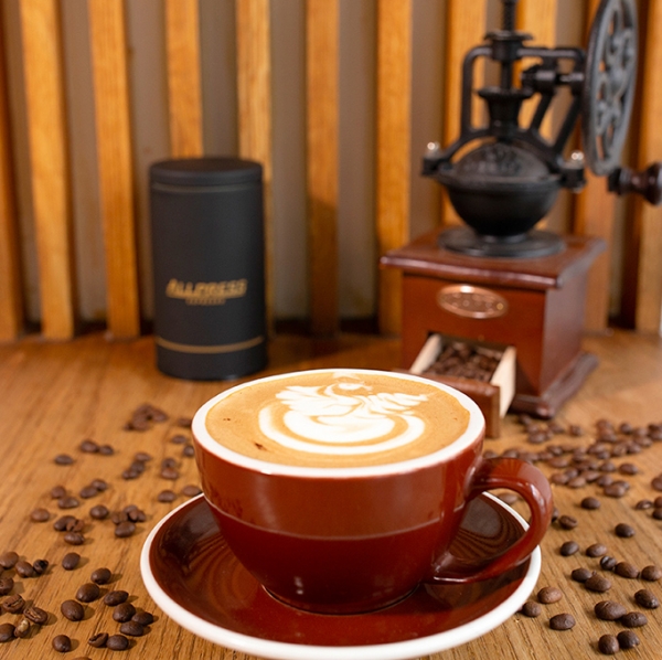 Caffe Latte with Coffee Beans Caffe Latte with Coffee Beans